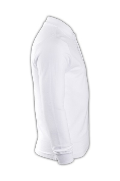SKLPS001 pure colour plain color white 001 long sleeved en' s Polo shirt 1AD01 offering order online order DIY personal design group team LOGO polo shirts Hong Kong company shirt supplier price back view